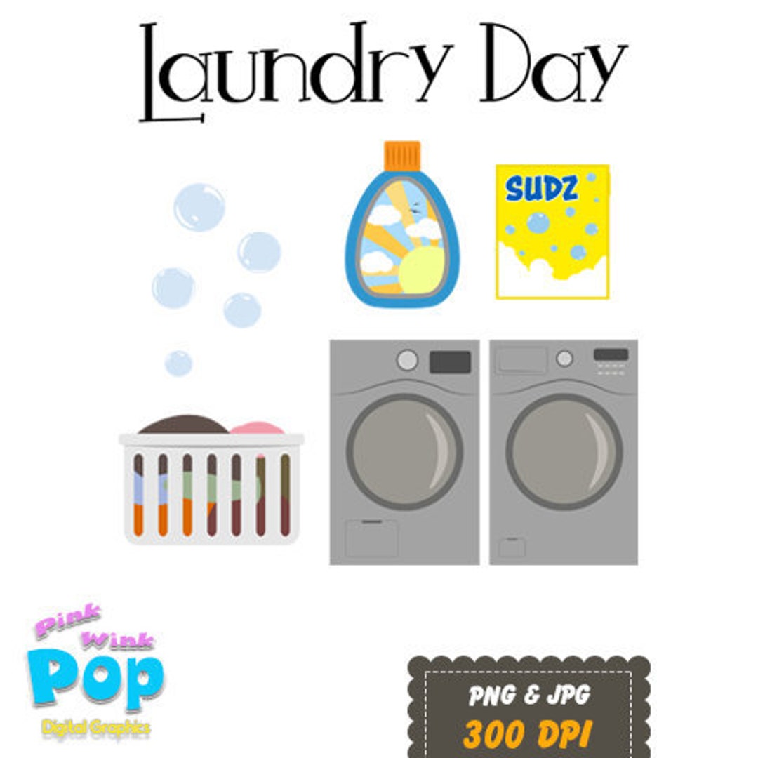 Laundry Clipart PNG JPG Commercial License Laundry Day Washer Dryer