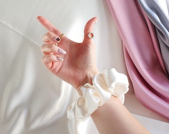 Satin Scrunchie - Made To Order Hair Accessories -  Ivory