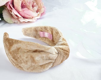 Knot Headband - Crushed Velvet - Handmade Hair Accessories - Gold