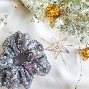 Sparkle Scrunchie Made To Order Hair Accessories Silver Sequin image 5