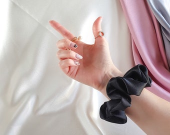 Satin Scrunchie - Made To Order Hair Accessories -  Black