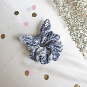 Personalised Bow Crushed Velvet Scrunchie White & Gold Letters Handmade Hair Accessories Teal image 3