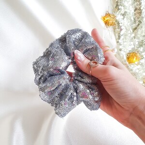 Sparkle Scrunchie Made To Order Hair Accessories Silver Sequin image 4