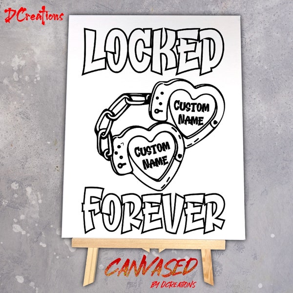 Locked Forever | Pre-Drawn Canvas | Outlined Canvas | Sip & Paint | DIY Paint Party | Paint Night