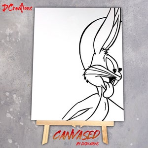Bugs & Lola | Couple Canvas | Pre-Drawn Canvas | Outlined Canvas | DIY Paint Party