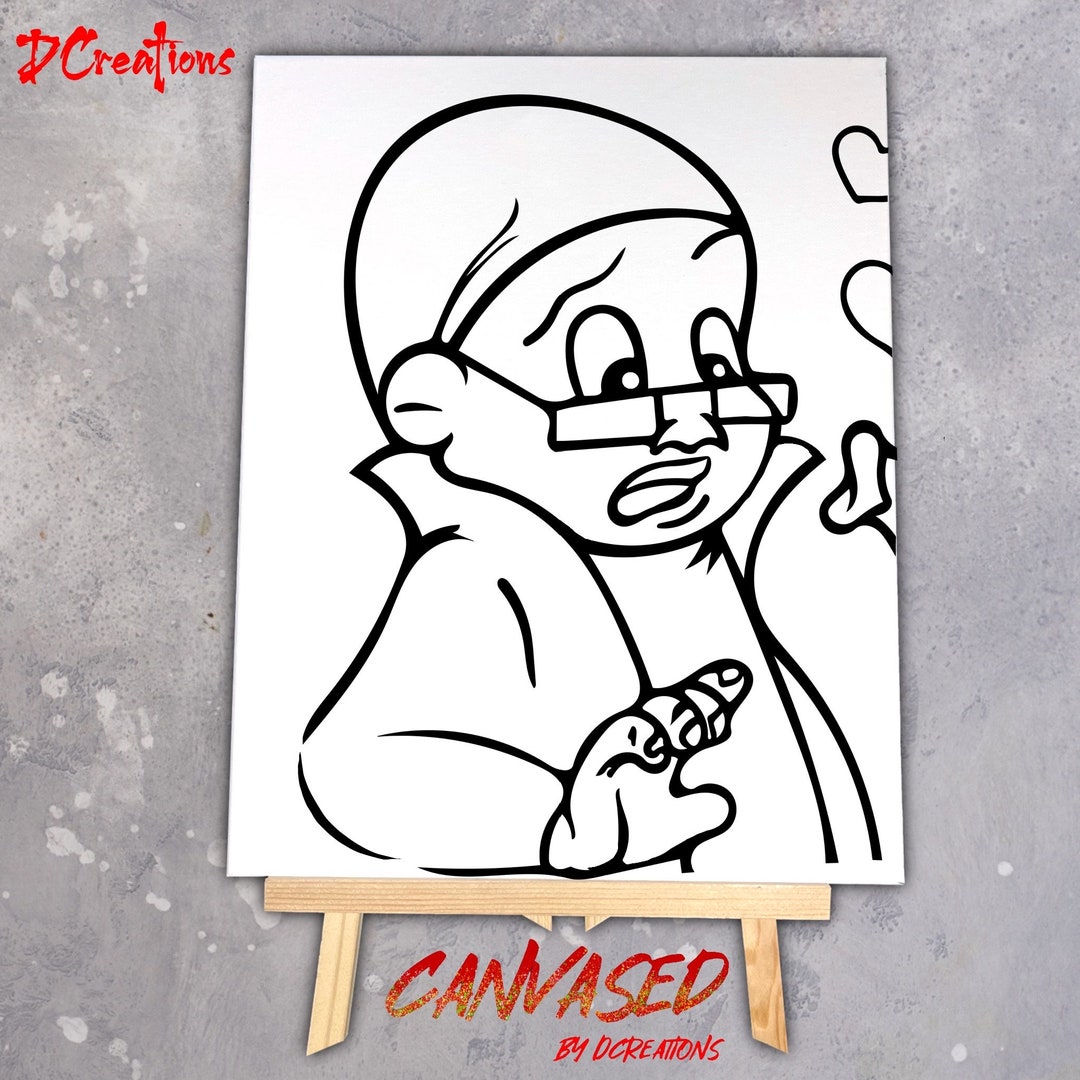 Sticky & Dijonay Couple Canvas Predrawn Canvas Outlined Canvas DIY