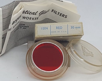 Vintage ARGUS 30mm RED optical glass Filter USA original Case … New in Box..#1804