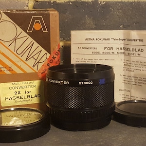 Rokunar 2X Auto Tele Converter HB for Hasselblad 500c 500cm 500EL 500EL/m with Caps w/ Box & Instructions