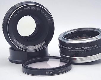 Konica Hexanon 50mm F1.7 Konica AR AE Mount Lens & Vivitar MC Tele Converter