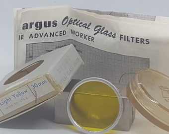 vintage ARGUS 30mm Verre optique Jaune Clair Filtre USA original Case... NOUVEAU dans box...#1801