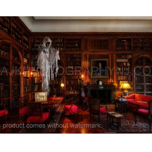 Ghost Floating in Haunted Study Halloween Digital Backdrop - Etsy