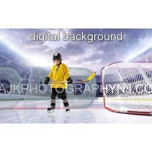 Letras gigantes de hielo que forman la palabra "DAD" sobre una pista de hockey sobre hielo, fondo digital para el Día del Padre.