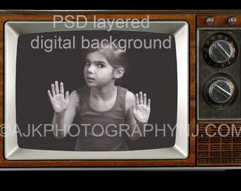 Photoshop PSD layered television set digital background