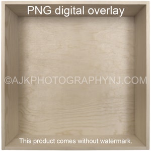 1 plantilla de caja de madera vacía, superposición digital PNG, composición fotográfica