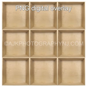 9 leere Holzkisten Vorlage, in der Box, PNG Digital Overlay