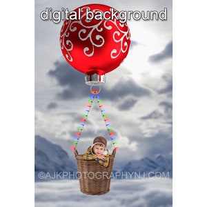 Christmas ornament hot air balloon, digital background