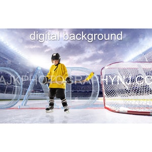 Letras gigantes de hielo que forman la palabra "DAD" sobre una pista de hockey sobre hielo, fondo digital del Día del Padre, versión 2