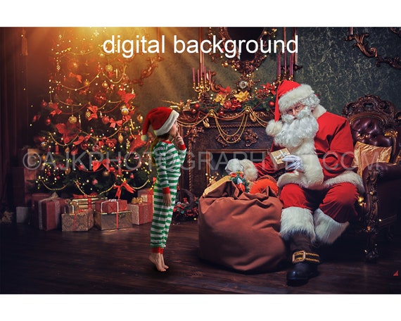 Santa Digital Backdrop Santa Sitting on Chair in Luxurious | Etsy