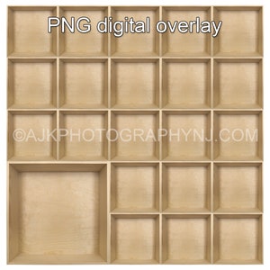 22 empty wood boxes template, class photo template, 1 teacher, 21 students, PNG Digital Overlay