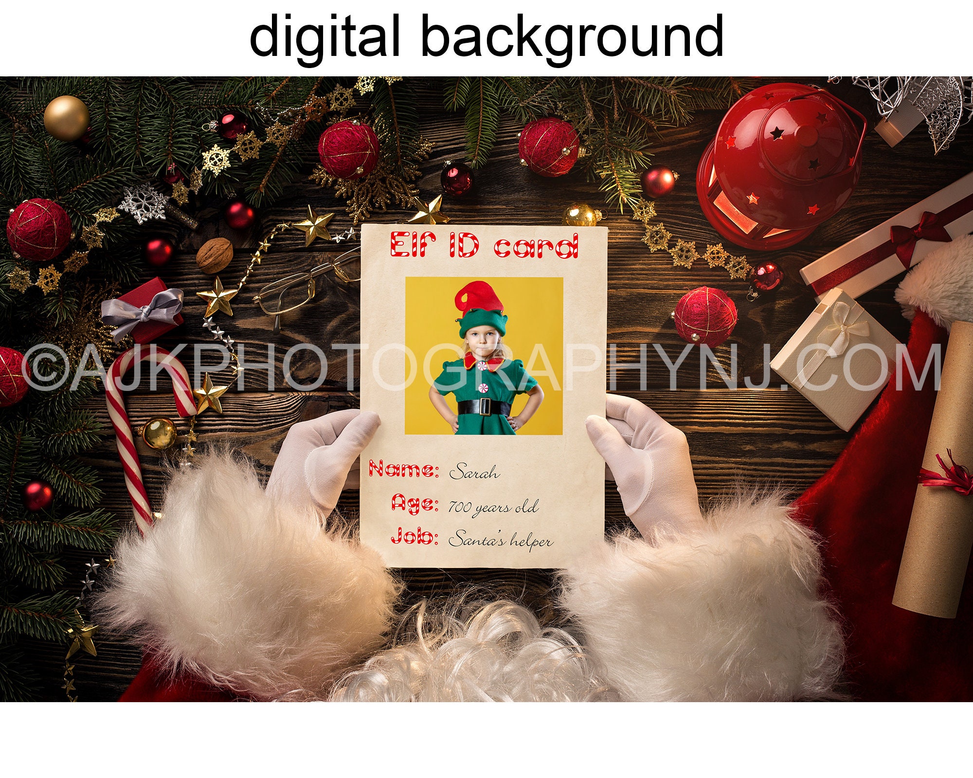 Elf ID Card, Christmas Digital Background - Etsy