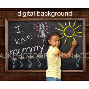 Fondo digital del Feliz Día de la Madre, te amo mamá en tiza en la pizarra, fondo digital