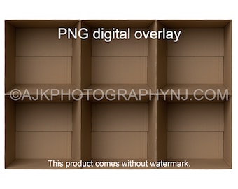 6 empty cardboard boxes template, class photo, family composite, PNG Digital Overlay