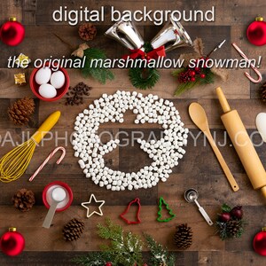 Christmas digital backdrop, marshmallow snow angel, digital background