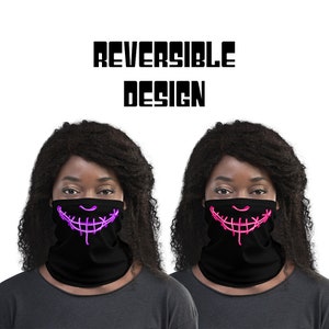 SMILE NECK GAITER - Movie Inspired Gaiter - Reversible Mask - Neck Warmer Gaiter - Unisex - Polyester Head Band Mask - Cosplay Bandana Mask