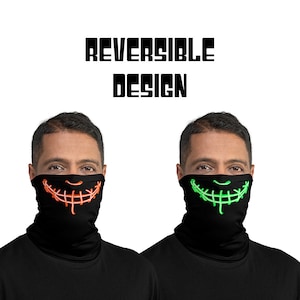 SMILE NECK GAITER - Movie Inspired Gaiter - Reversible Mask - Neck Warmer Gaiter - Unisex -Polyester Head Band Mask - Cosplay Bandana Mask