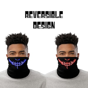 SMILE NECK GAITER - Movie Inspired Gaiter - Reversible Mask - Unisex - Neck Warmer Gaiter - Polyester Head Band Mask - Cosplay Bandana Mask