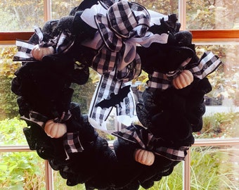 Black/Whites Checkered Wreath