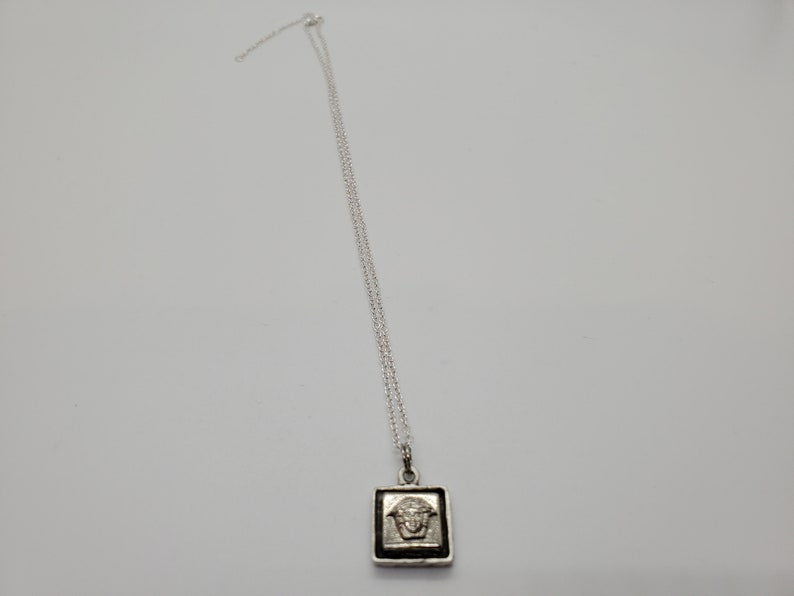 Upcycled Authentic VERSACE square Button Pendant Necklace