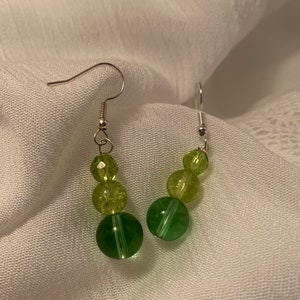 Handmade Tiered Glass Earrings, Green
