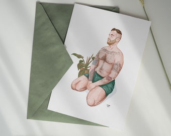DAN - Postal Boys With Plants com Envelope -  A6 - Boys With Plants Postcard with Envelope