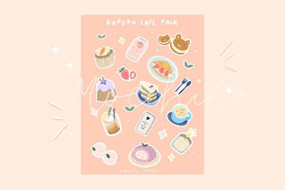 cafe stickers printable stickers planner stickers etsy