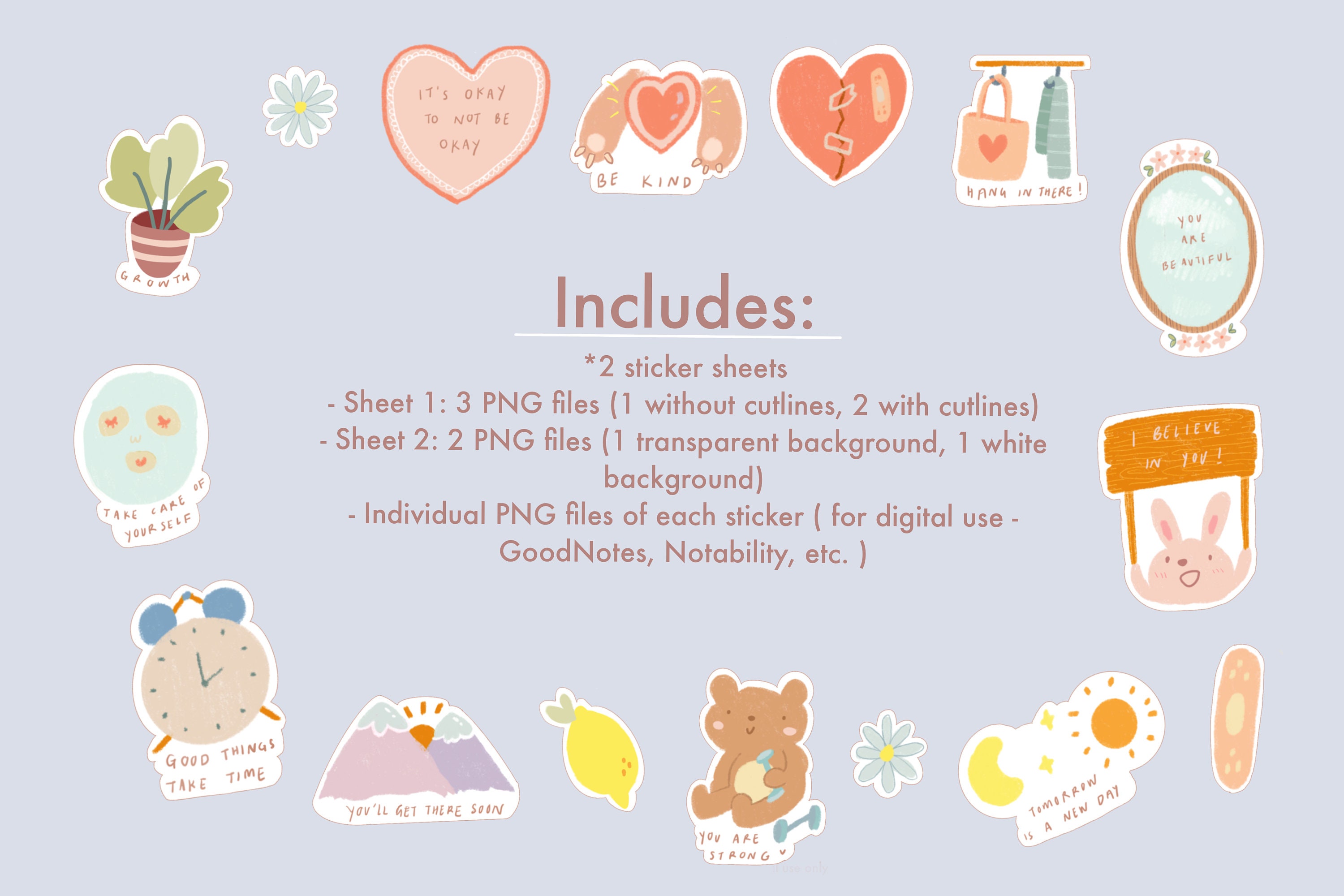 Self-love Stickers | Printable Stickers | Digital Stickers | Planner ...