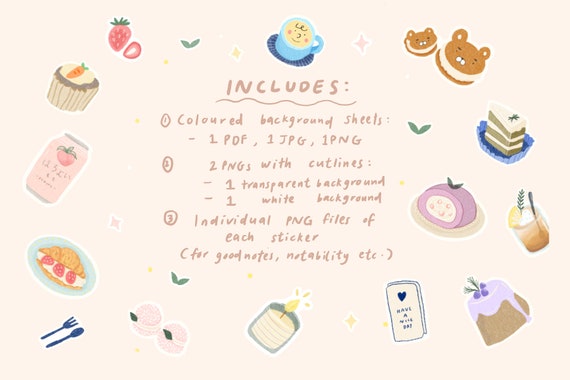 cafe stickers printable stickers planner stickers etsy