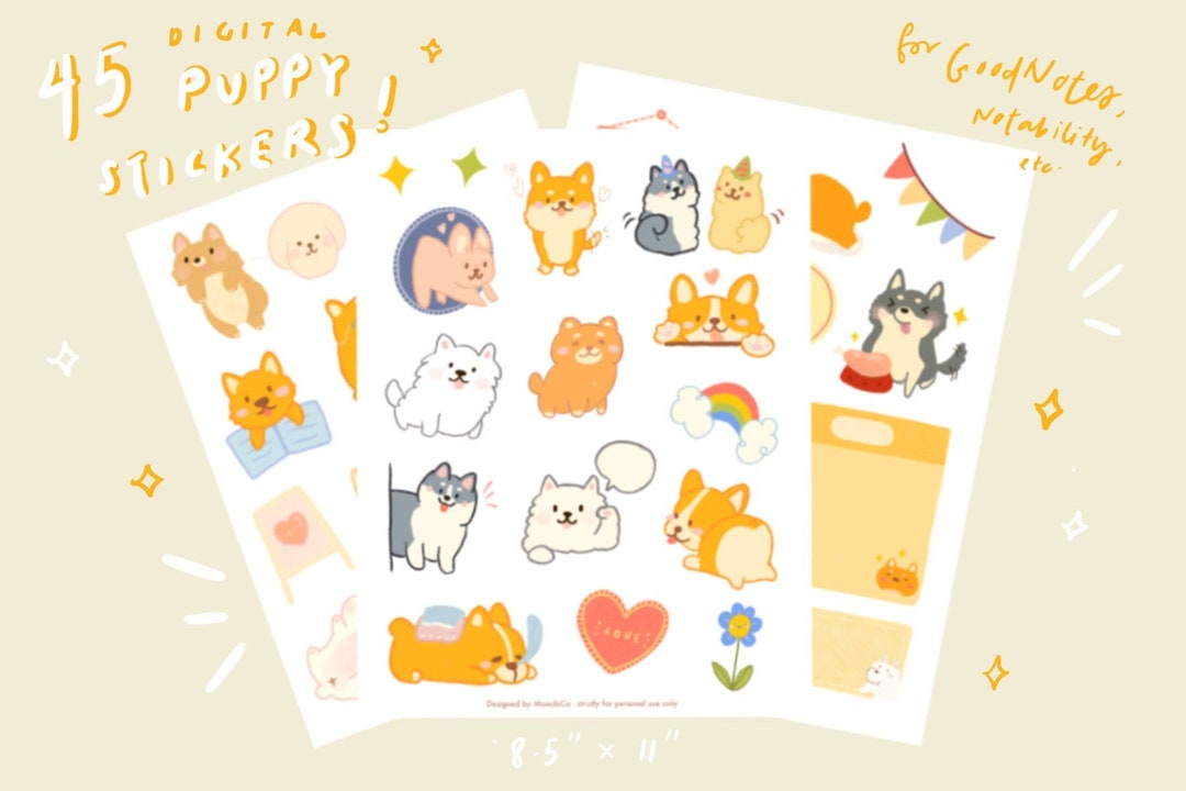 Cute Puppy Stickers | Digital Stickers | Printable Stickers | Goodnotes ...