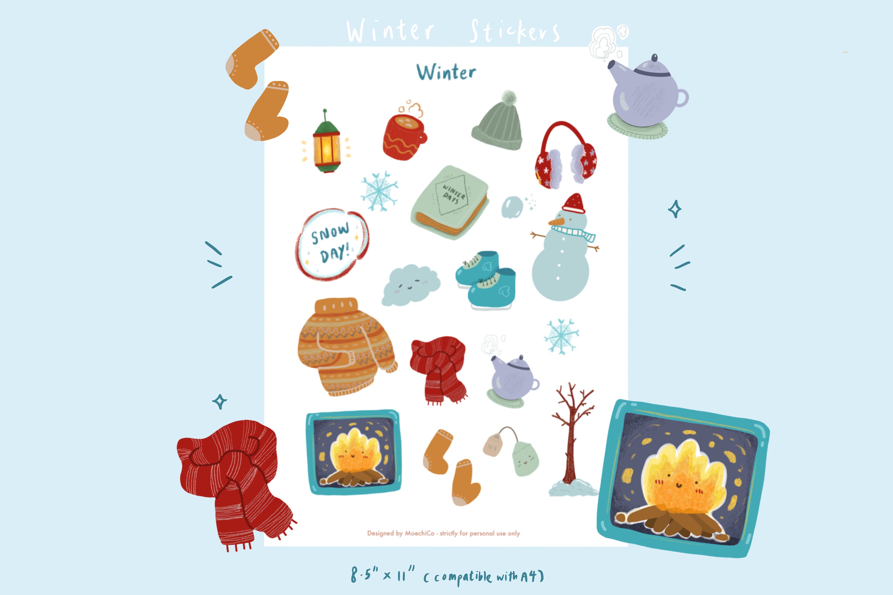 85+ Seasonal Stickers | Printable Stickers | Digital Stickers ...