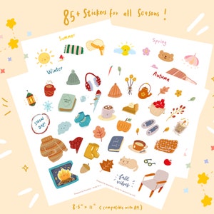 85+ Seasonal Stickers | Printable Stickers | Digital Stickers ...