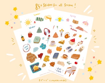 85+ Seasonal stickers | Printable Stickers | Digital stickers | GoodNotes Stickers | Fall stickers | Spring stickers | Winter | Summer |