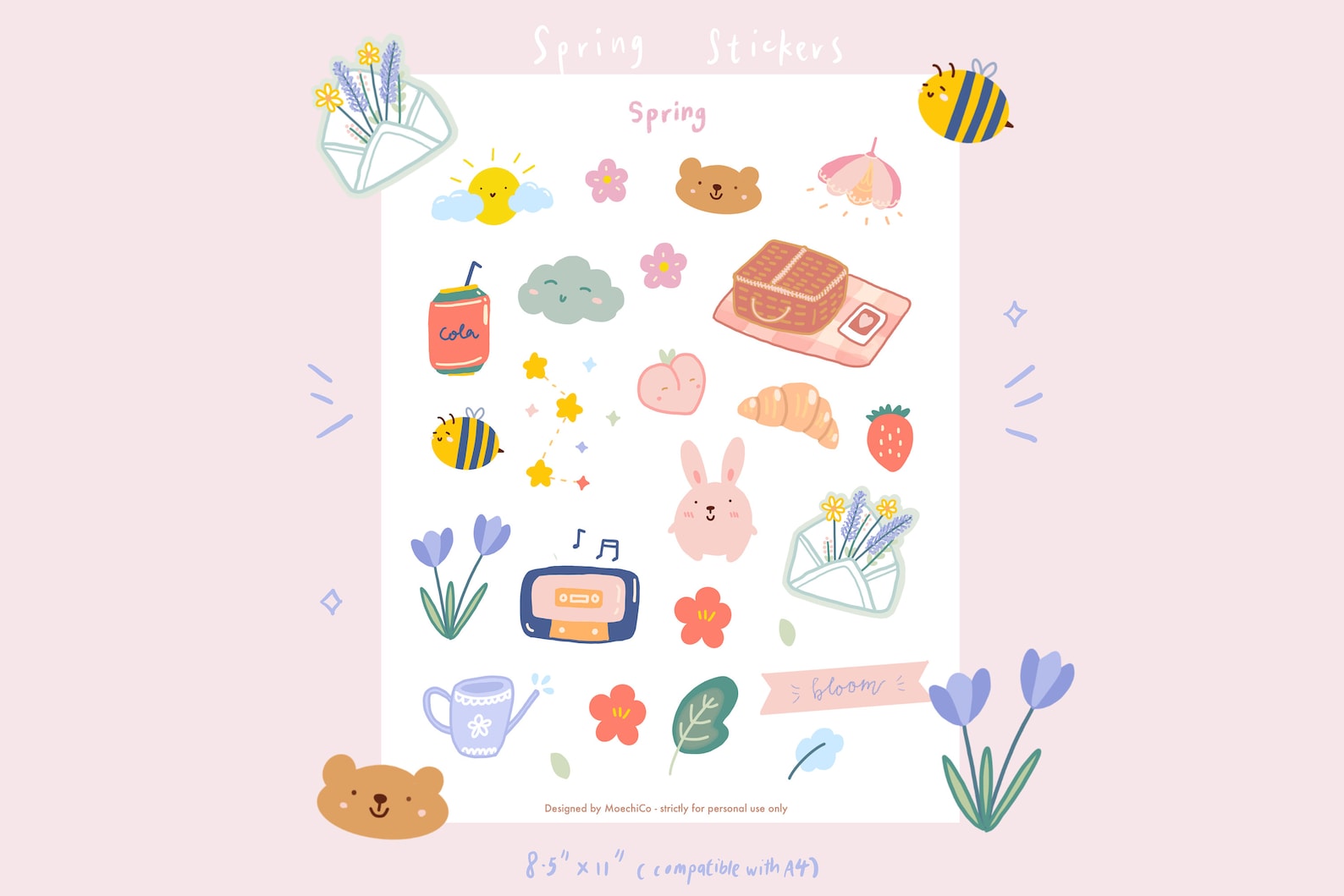 85+ Seasonal Stickers | Printable Stickers | Digital Stickers ...