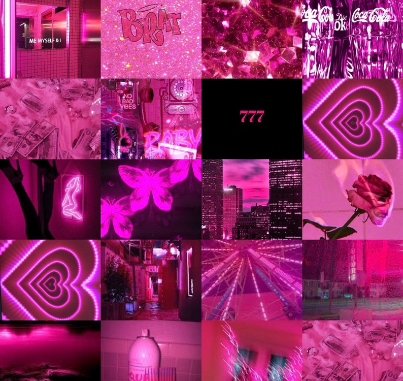 Hot Pink Wall Collage Kit Room Decor DIGITAL DOWNLOAD 100 Etsy
