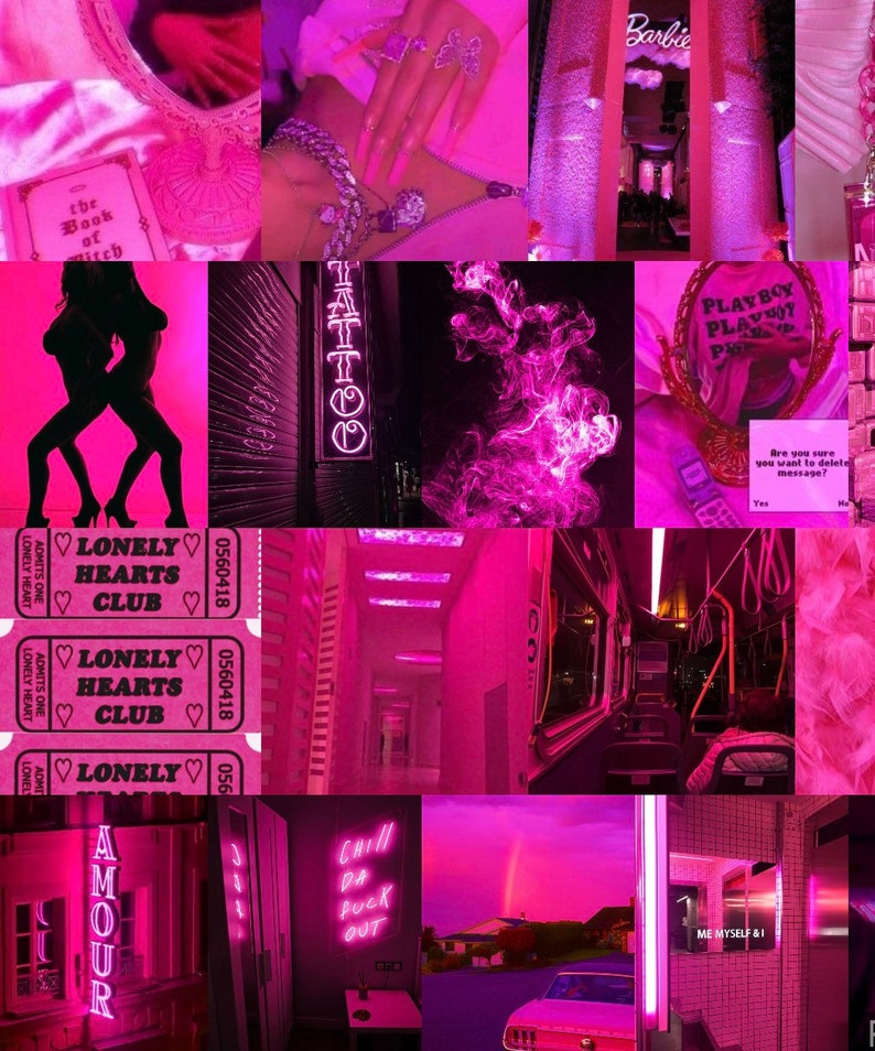 Hot Pink Wall Collage Kit Room Decor DIGITAL DOWNLOAD 100 Etsy