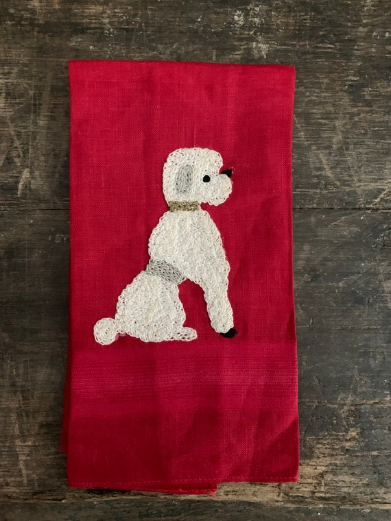 Vintage embroidered Poodle handkerchief