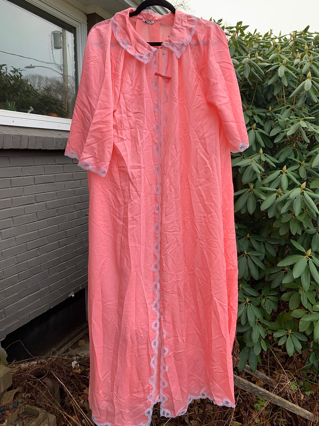 Vintage Christian Dior Peach Silk Poly Robe, Lace Collar and Edging - Etsy