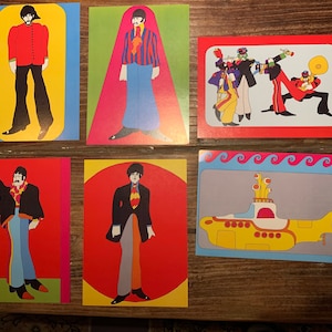 Cartes postales surdimensionnées vintage Beatles Yellow Submarine