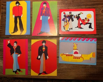 Vintage Beatles Yellow Submarine oversized postcards