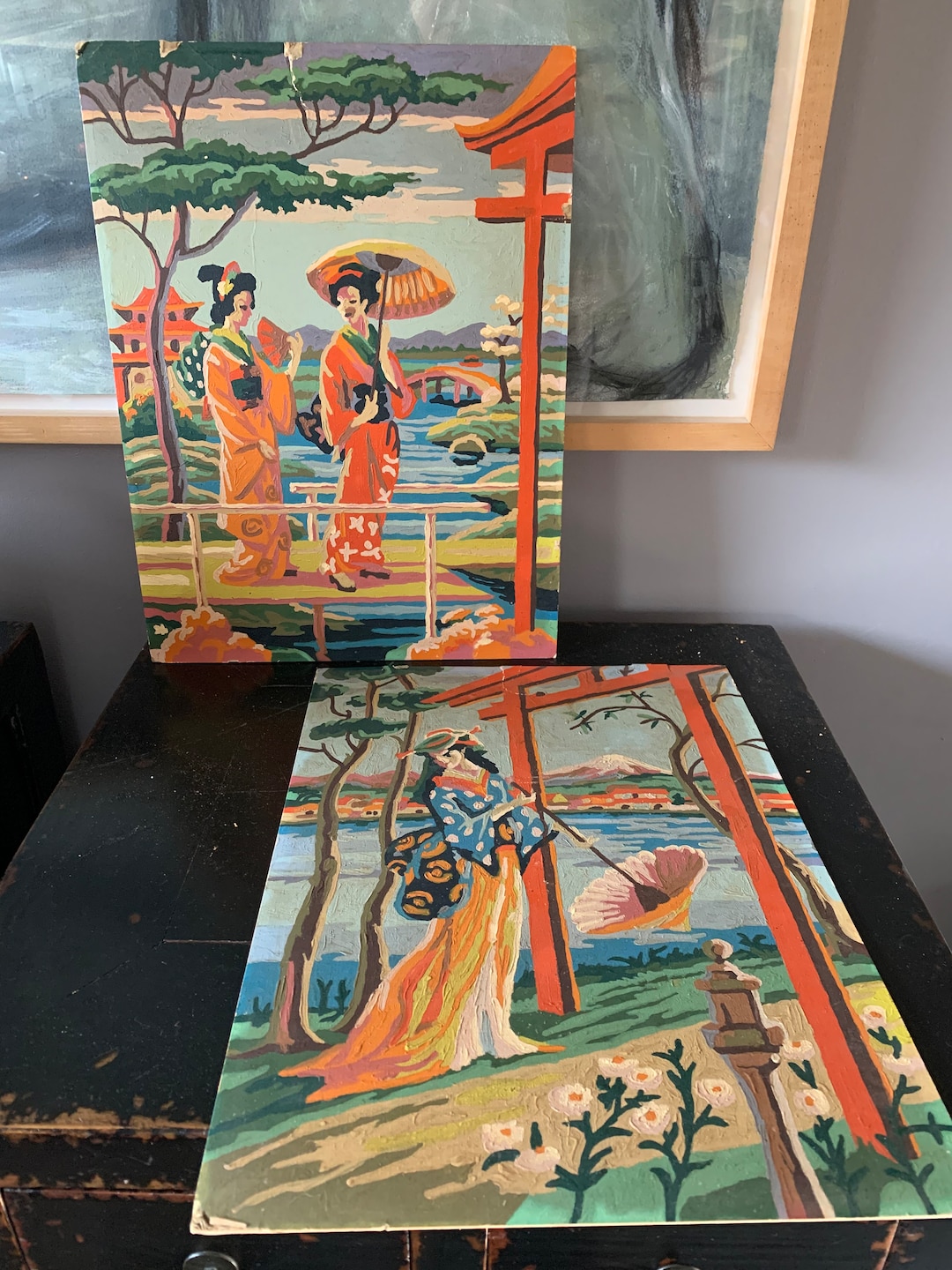 Vintage Asian Geishas Paint by Number, PBN, Set of 2 Etsy