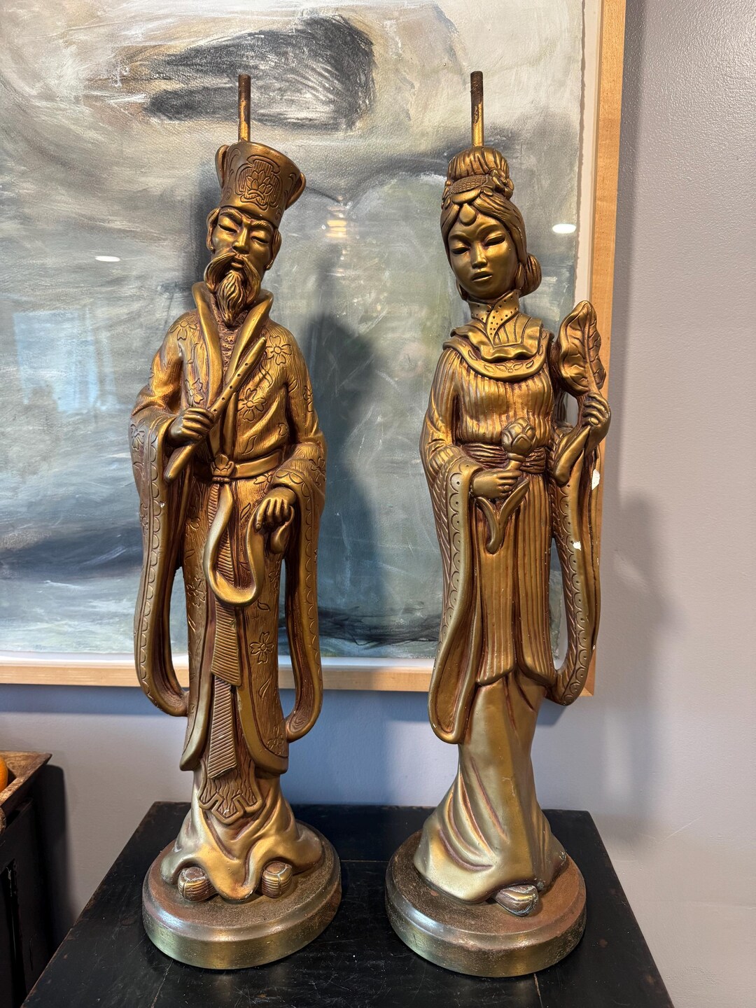 Vintage Universal Statuary Japanese Asian 25” Statues S538 & S539
